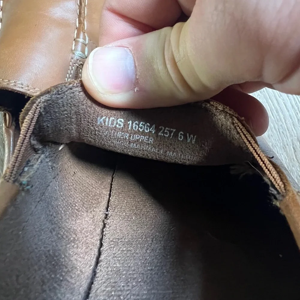 Florsheim Loafers Kids 6W Brown Leather Slip On Memory Foam Driving Mocs 16564